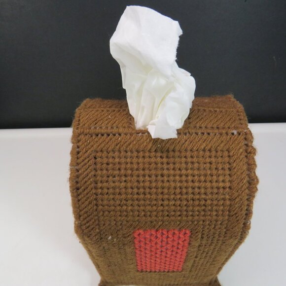 Vintage Radio Tissue Box Cover Plastic Canvas 7.5" tall Dad, Grandpa - Picture 7 of 10